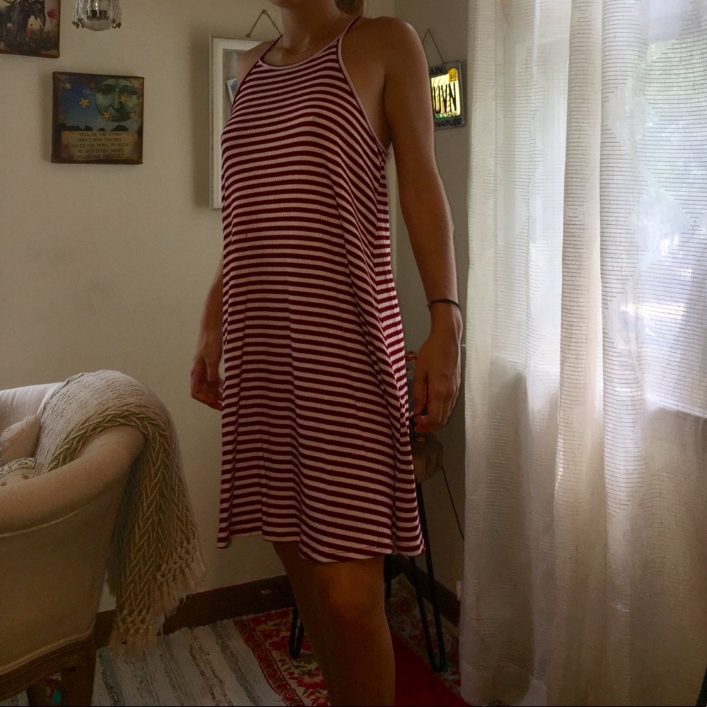 RED AND WHITE STRIPED DRESS